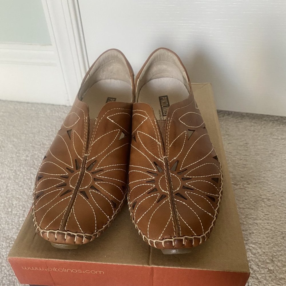 Pikolinos Size 37 Women's 6.5 Brown Brandy Jerez Leather Moccasin Flat Shoes